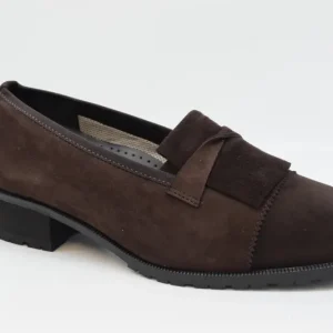 Marro Mocassino Scollato Forma Es  Tacco Roccia 4891 Camoscio Moro Camoscio 77