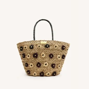 borsa in rafia con fiori